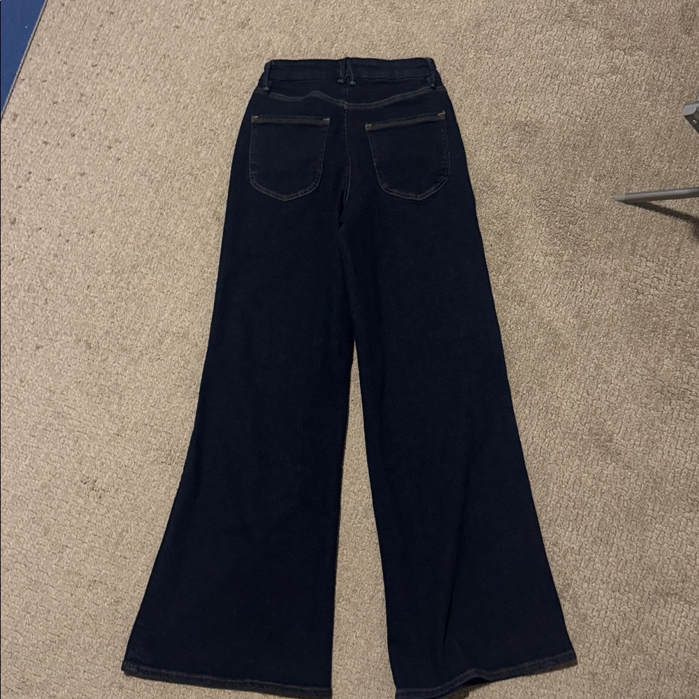 Good American Good Waist Palazzo dark blue denim size 4/27 - Picture 5 of 7
